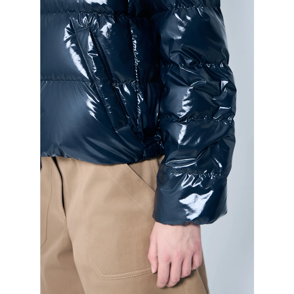 Moncler Korte donsjas met afneembare capuchon Blue Dames