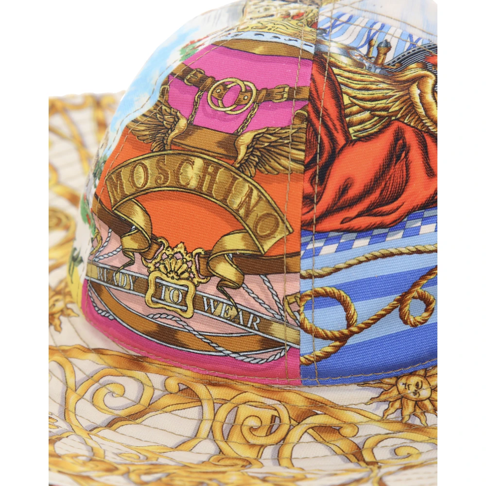 Moschino Canvas Sjaal Print Brede Rand Hoed Multicolor Dames