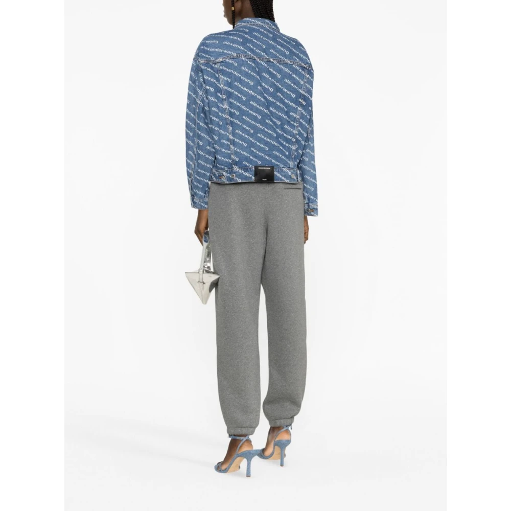 alexander wang Blauwe Denim Logo Print Jas Blue Dames