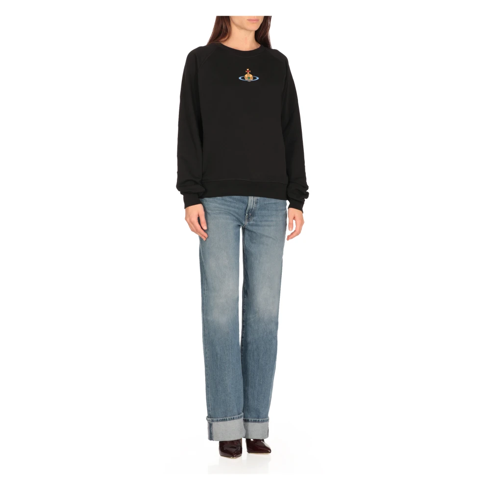 Vivienne Westwood Zwarte Katoenen Sweatshirt met Geborduurd Logo Black Dames