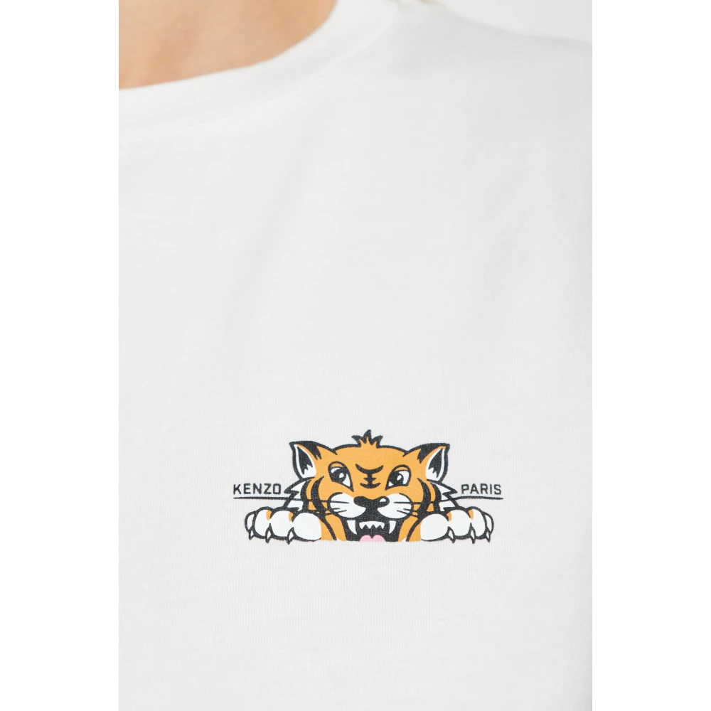 Kenzo T-shirt met tijger motief White Dames
