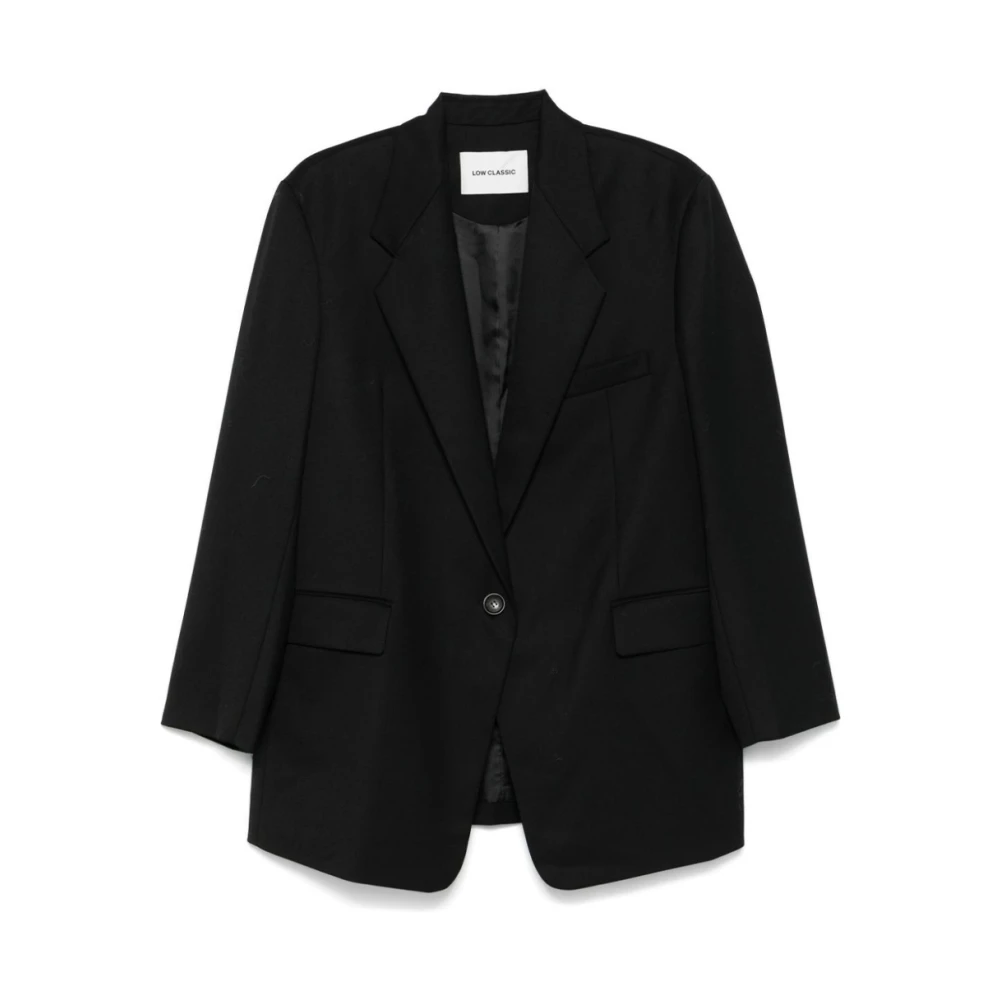 LOW Classic Wollen blazer met knoopsluiting Black Dames