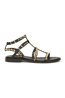 Studded Svart Läder Sandaler