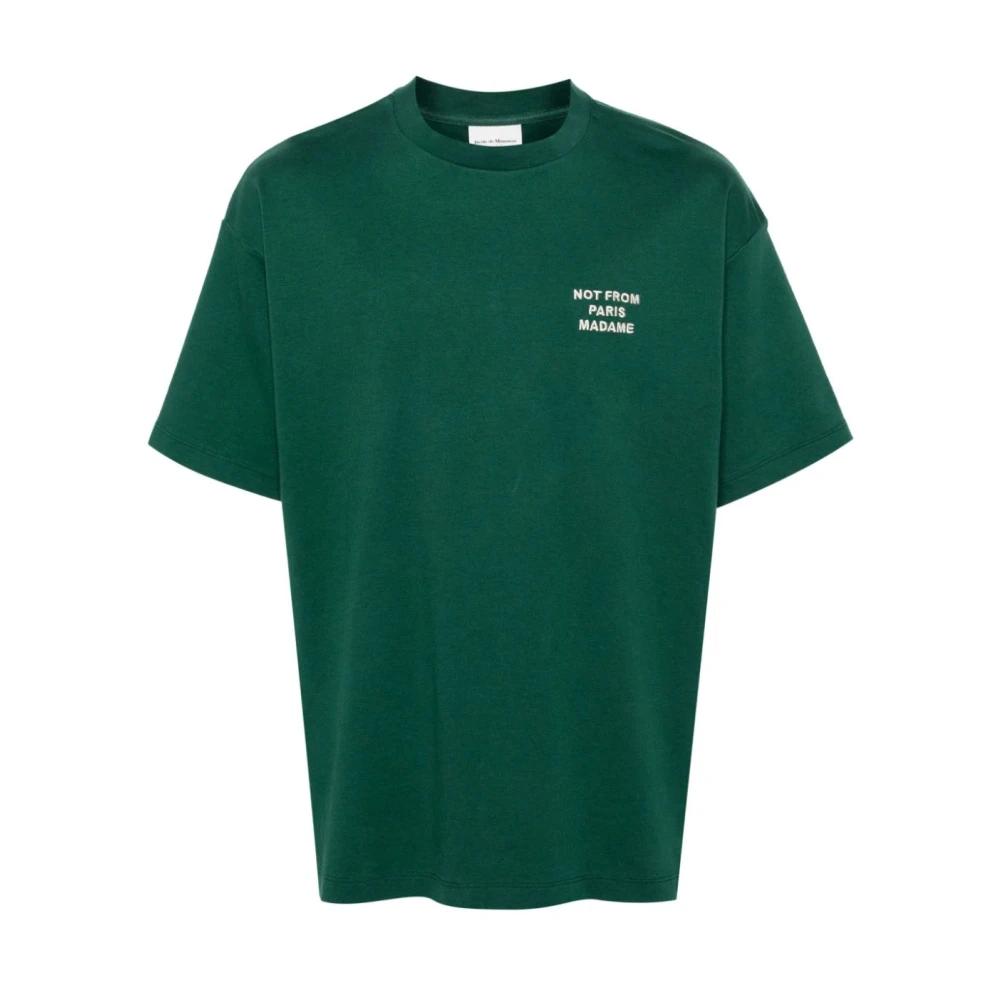 Drole de Monsieur Groen T-shirt met bedrukte print op de rug Green Heren