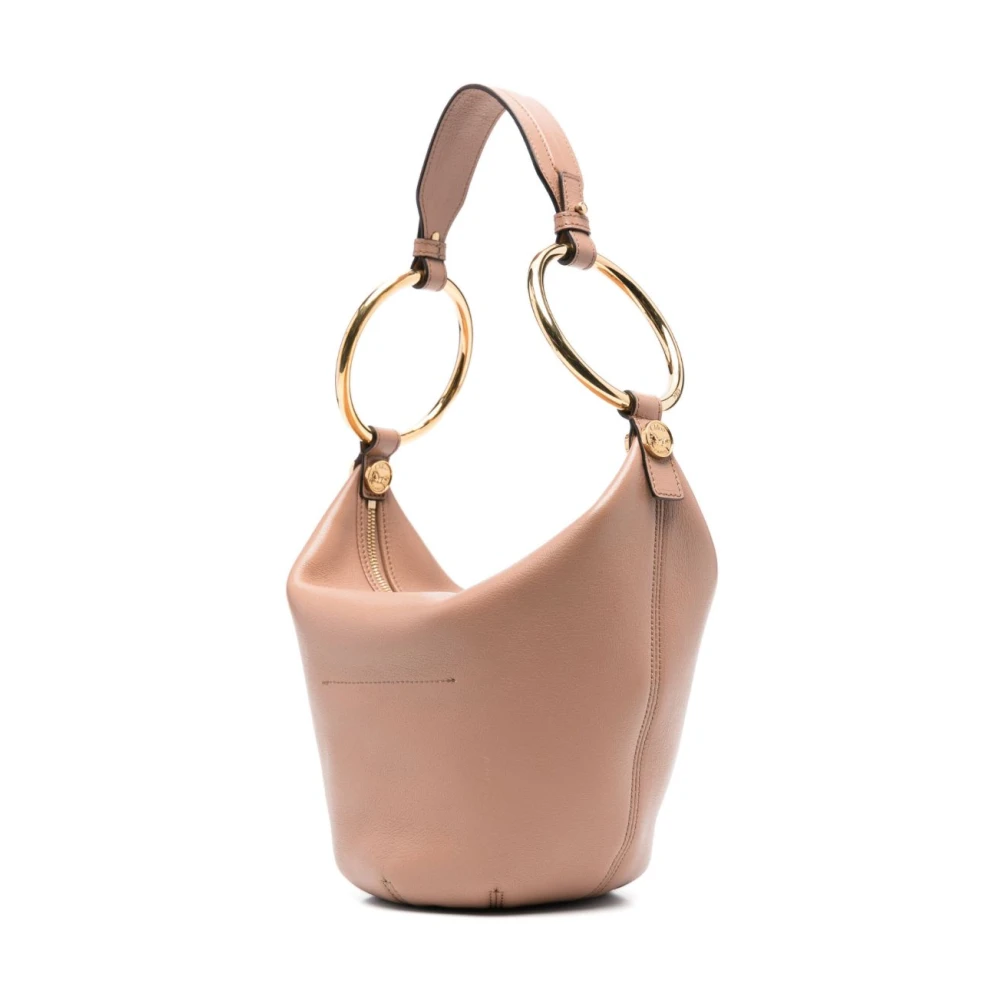 Chloé Roze Gehamerd Leren Handtas met Gouden Hardware Pink Dames