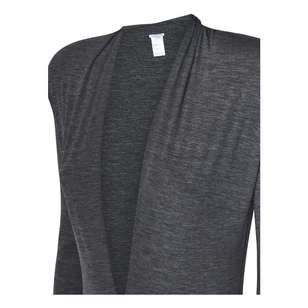 Amazuin Grijze V-hals Top met Gewatteerde Schouders Gray Dames