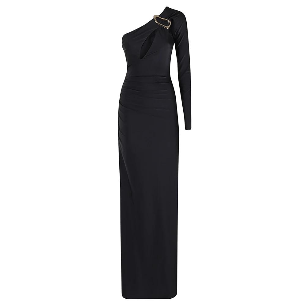 Amen Lycra Gesp Lange Jurk Black Dames