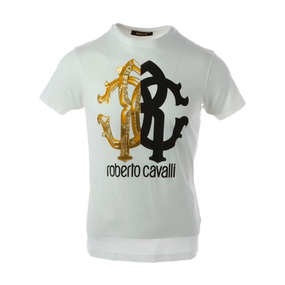 Roberto Cavalli T-shirt met logo-print White Heren