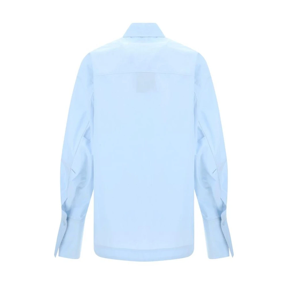 The Attico Geborduurd Logo Katoenen Bell Sleeve Shirt Blue Dames