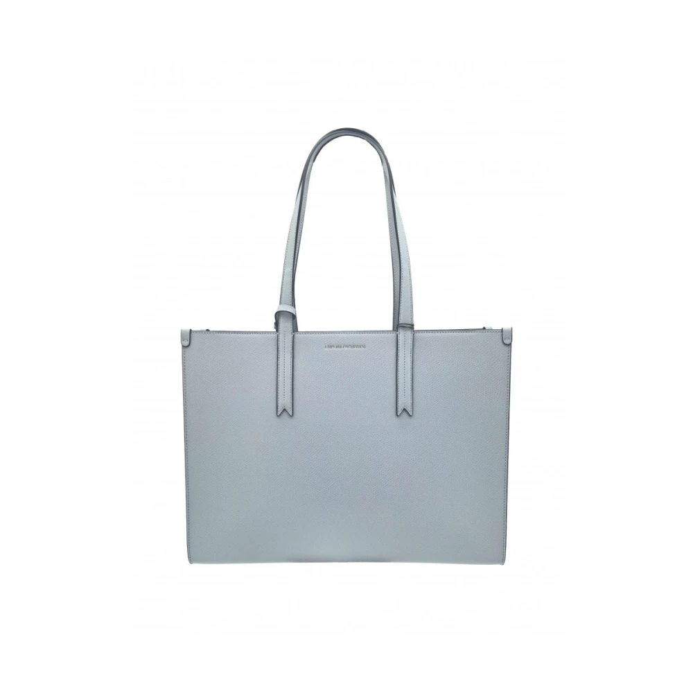 Emporio Armani Leren schoudertas met dubbele handvatten Gray Dames