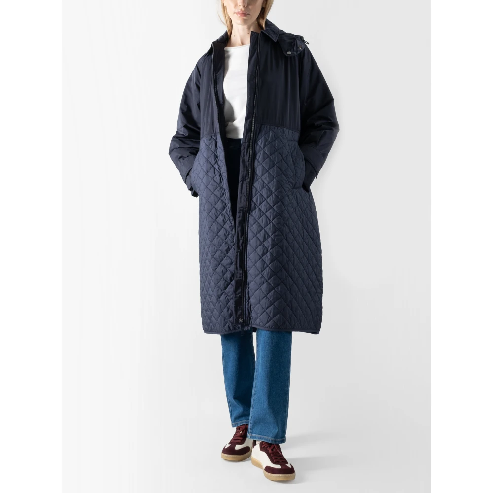 Max Mara Weekend Stijlvolle regenjas met afneembare capuchon Blue Dames