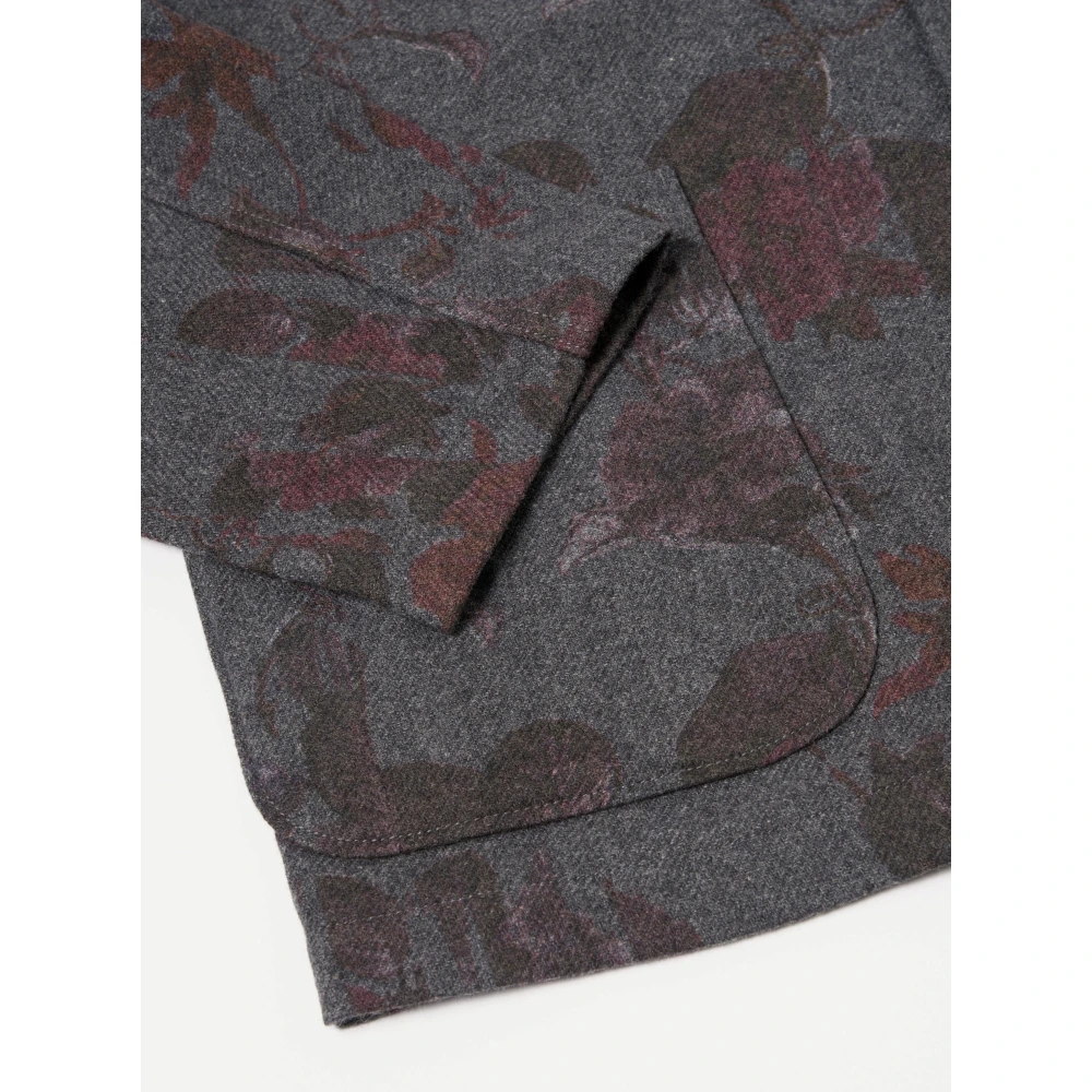Universal Works Gedrukte Flanellen Drieknoopsjas Gray Heren
