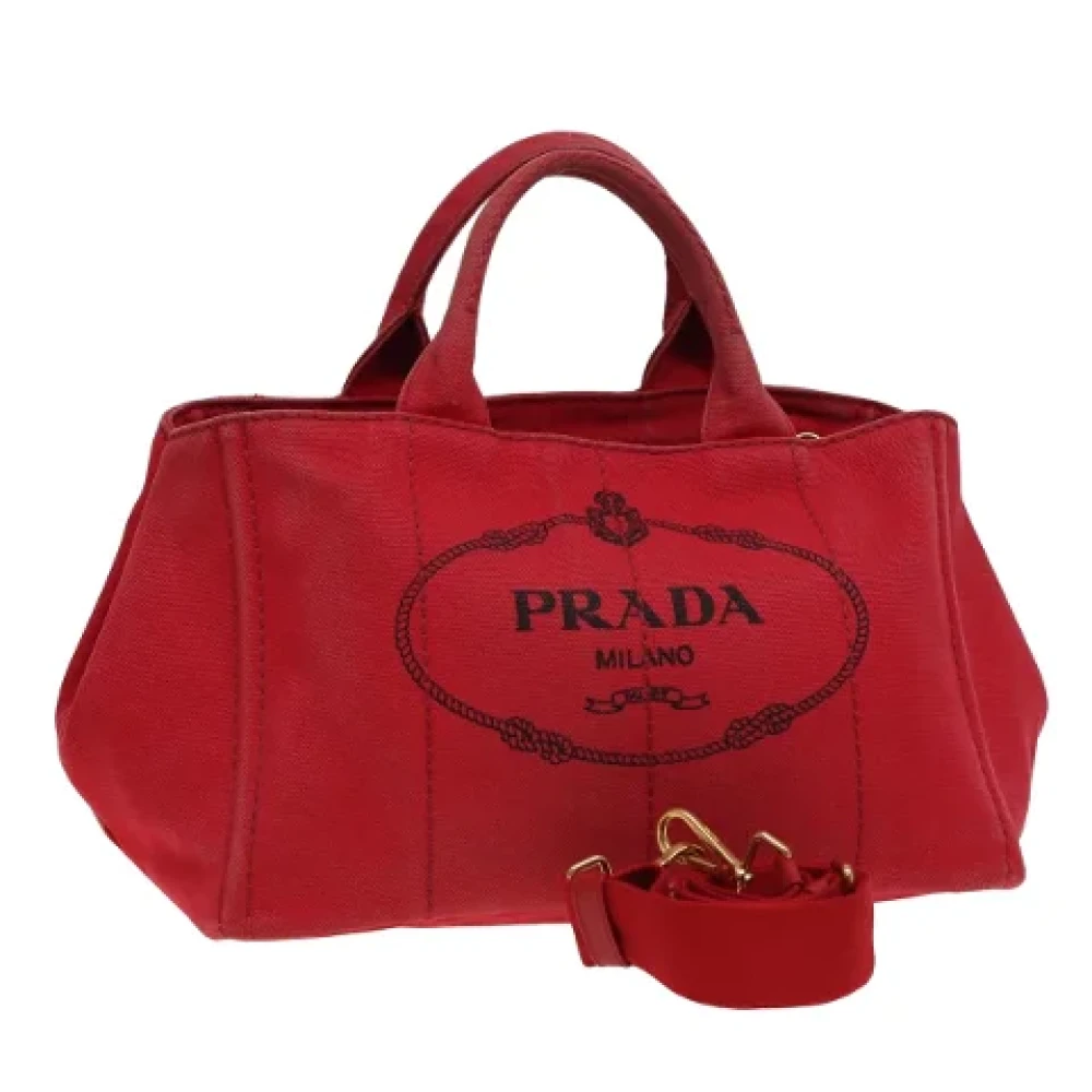 Prada Vintage Pre-owned Canvas handbags Red Dames