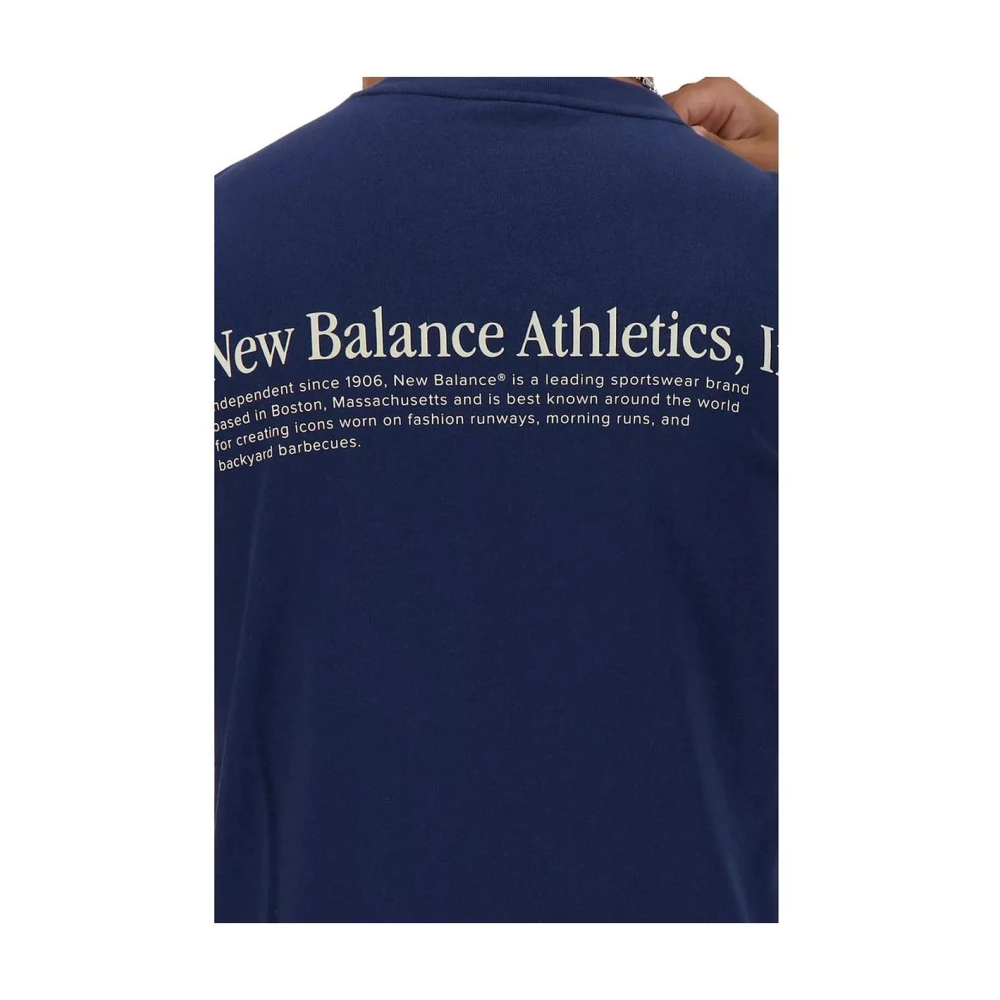 New Balance Blauw Katoenen Ronde Hals T-shirt Blue Heren