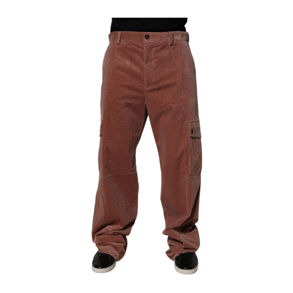 Dolce & Gabbana Men's Brown Cargo Denim Jeans With Logo Details