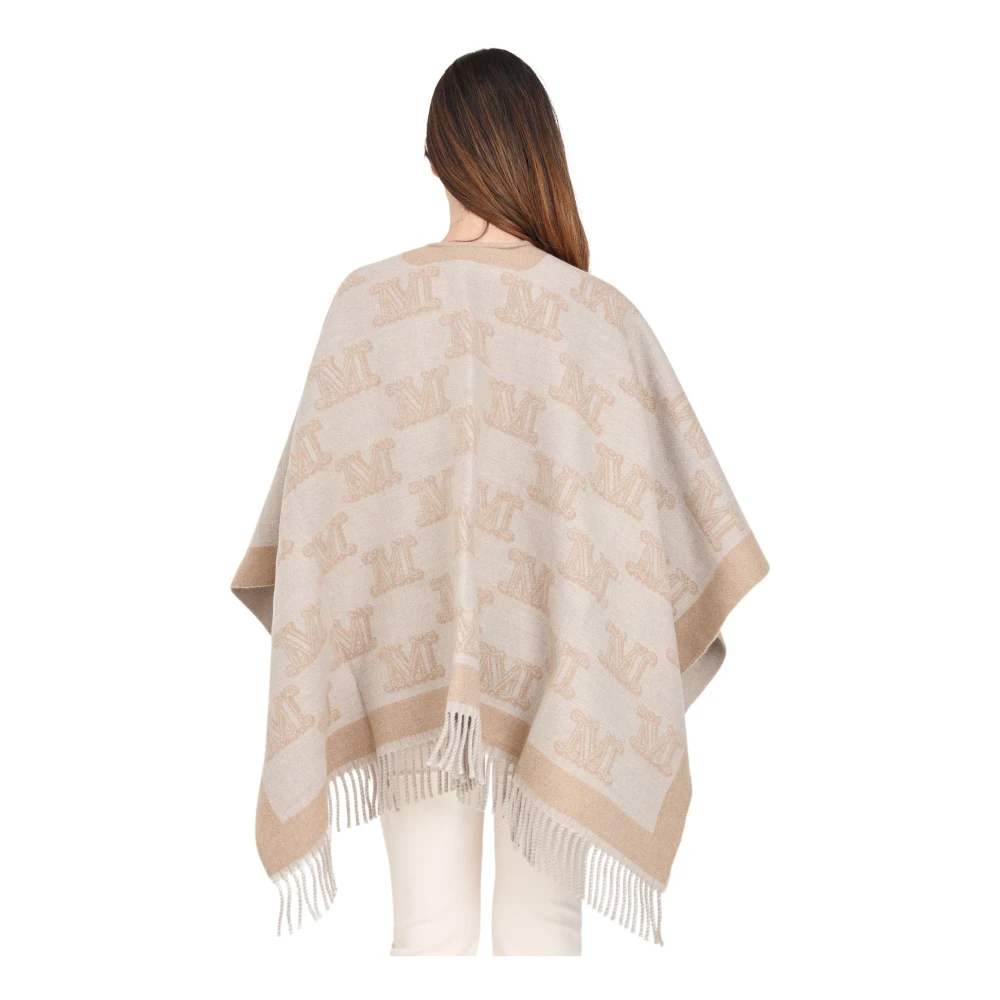 Max Mara Koninklijke Logo Motief Cape Jas Beige Dames