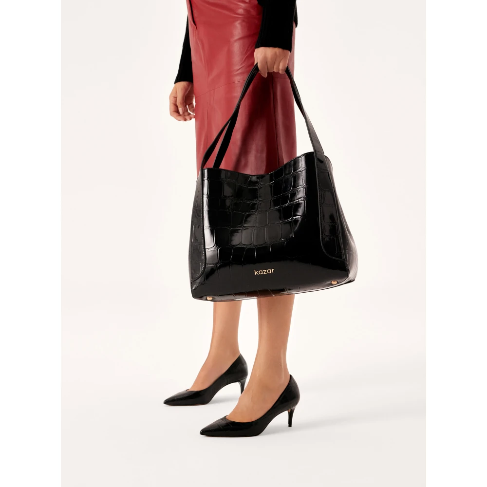 Kazar Schoudertas in reliëf lakleer Black Dames