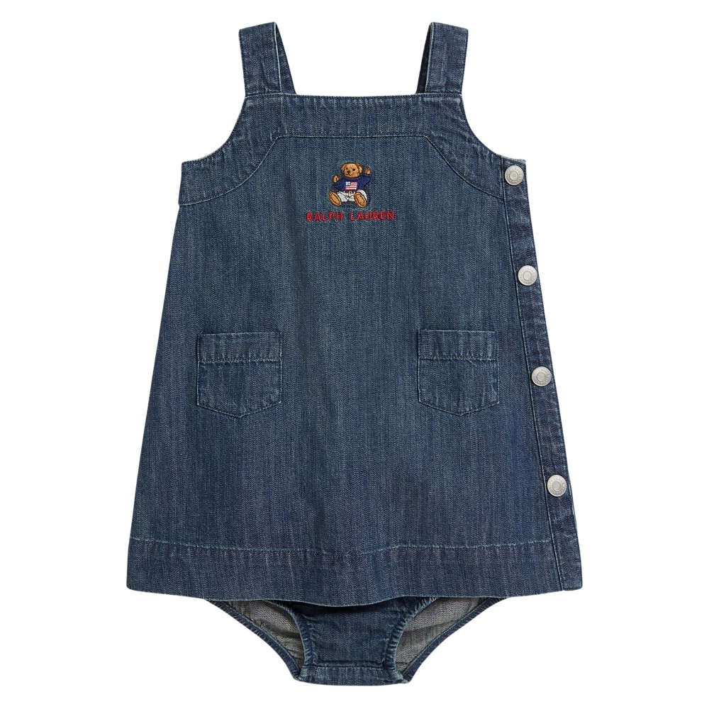 Ralph Lauren Girls Blue Kids Sets, 2 Y, Baby Polo Bear Pinafore Dress In