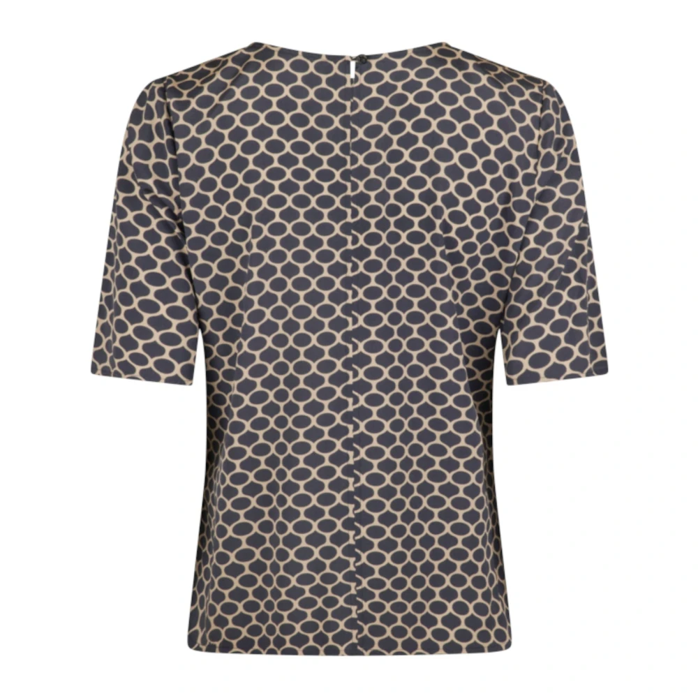 Stenströms Zijden patroonblouse met korte mouwen Blue Dames