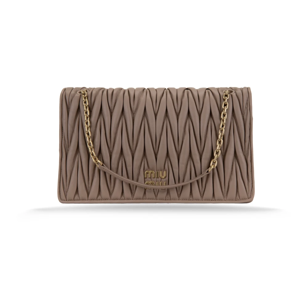 Miu Miu Women's Brown Cross Body Bags, One Size, Shoulder Bag Magnetic Button Leather