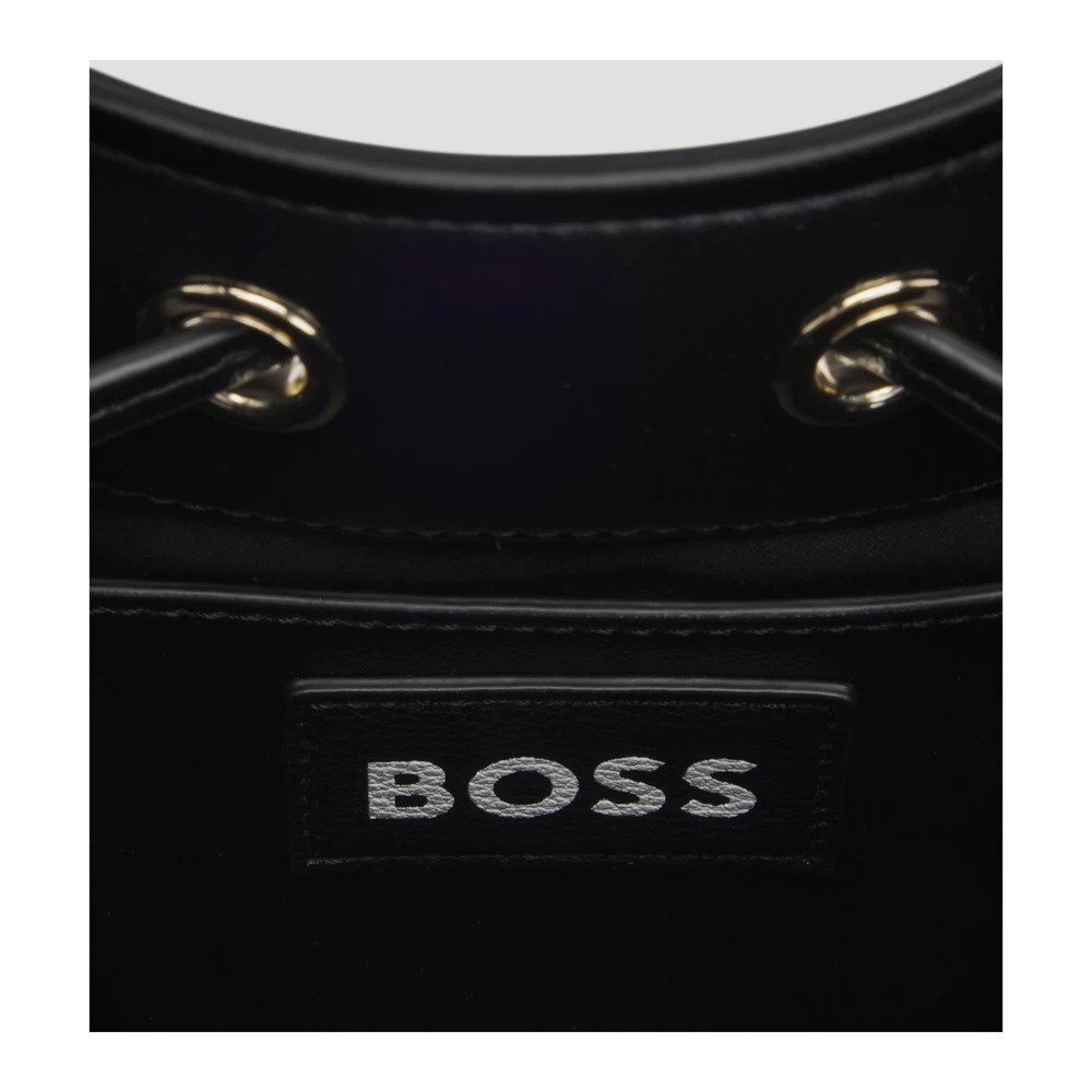Hugo Boss Liriel Mini Bucket Tas met Double B Monogram Black Dames