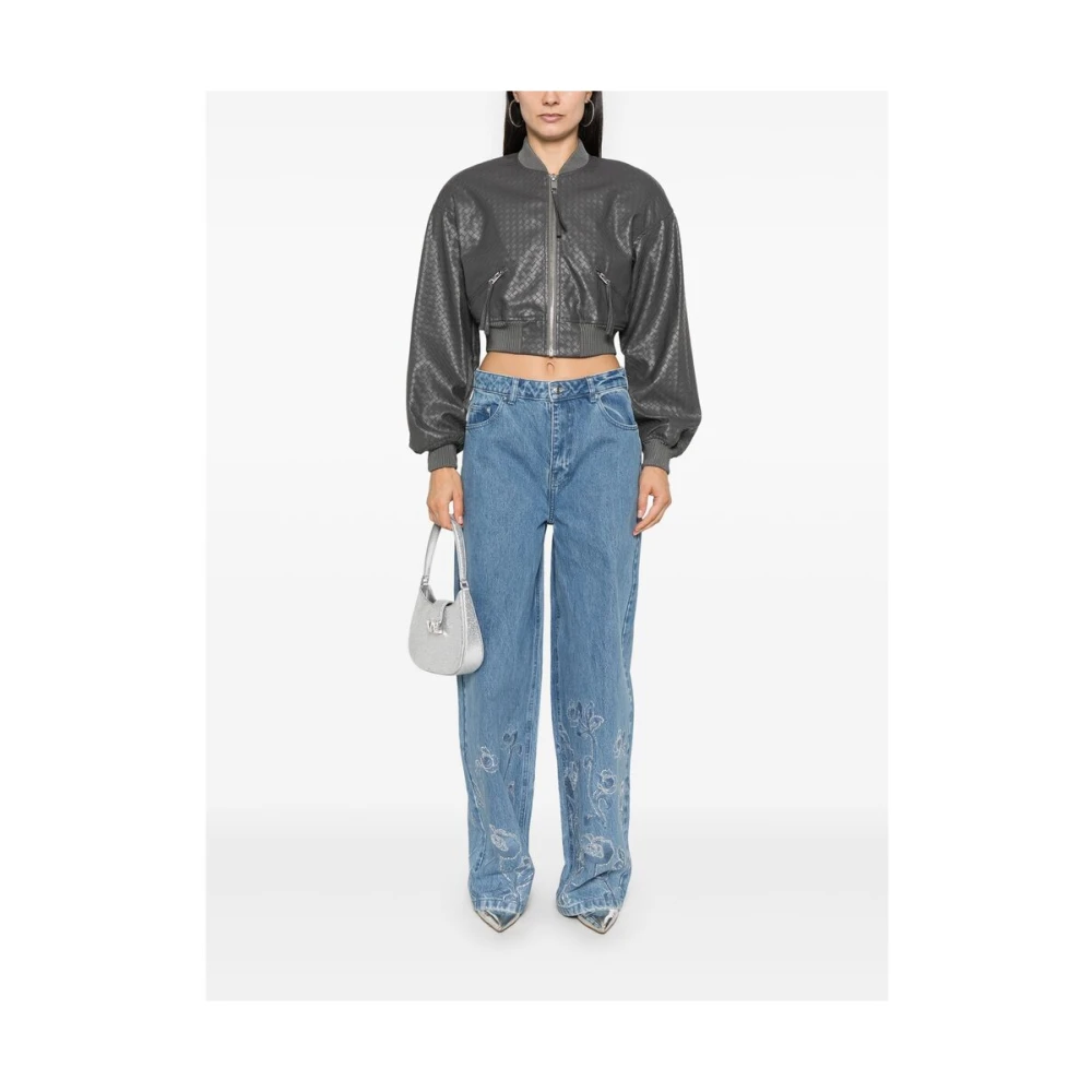 Rotate Birger Christensen Gevlochten Cropped Jas Gray Dames