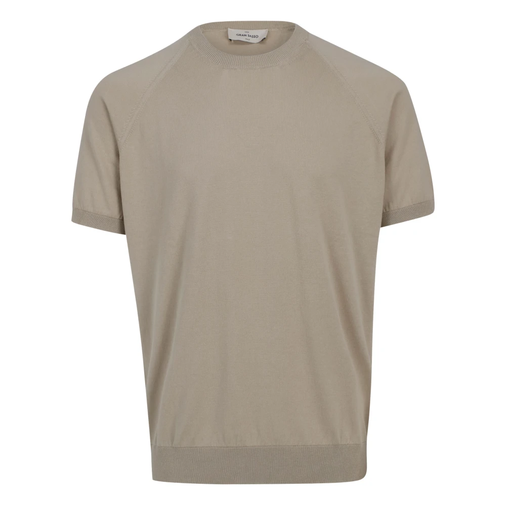 Gran Sasso Heren Beige T-Shirt met Geribbelde Details Brown Heren