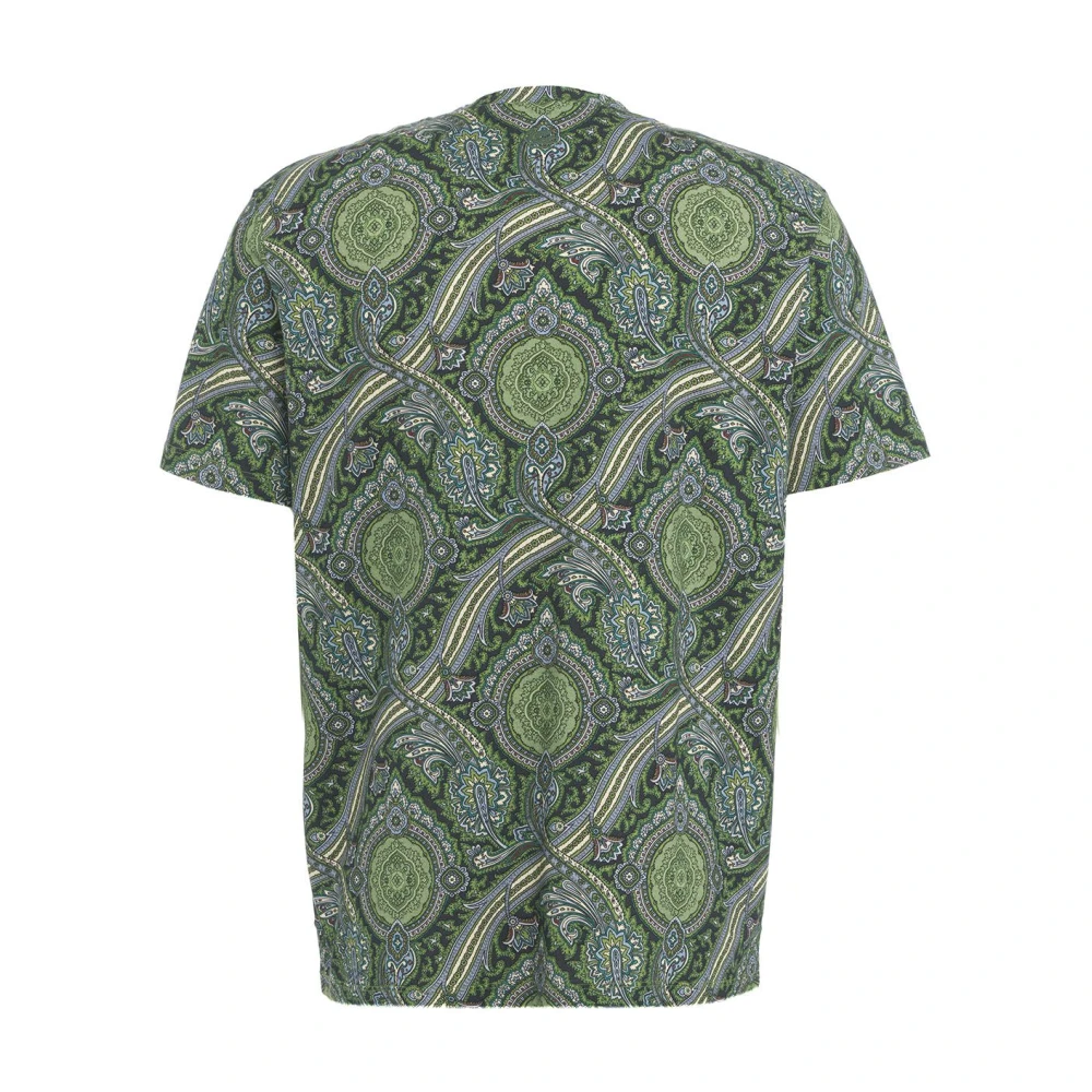 ETRO Paisley Print Crew Neck T-shirt Green Heren