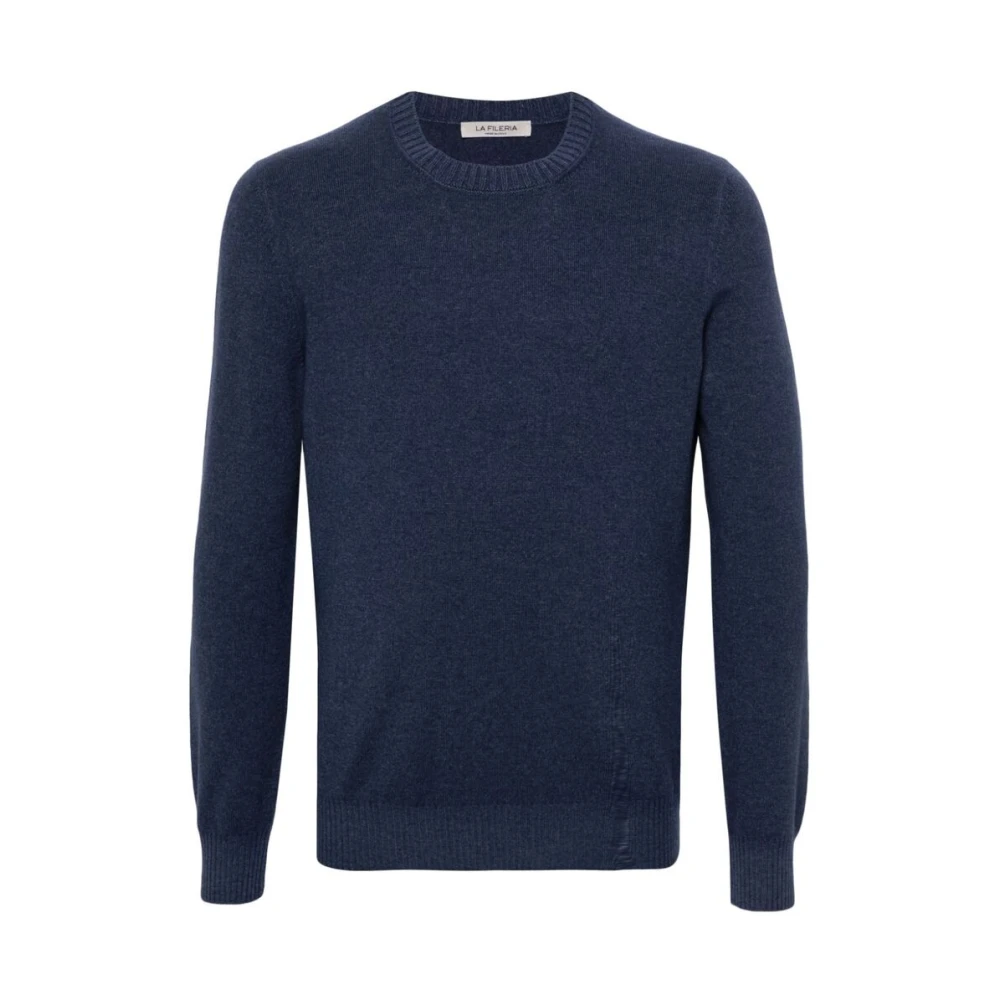 La Fileria Navy Blue Wollen Trui Blue Heren