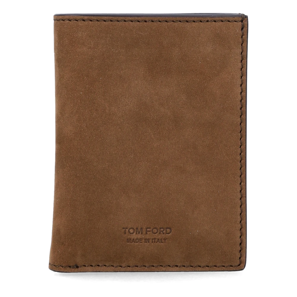 Tom Ford Men's Brown Wallets & Cardholders, One Size, Nubuck T Line Folding Card Holder