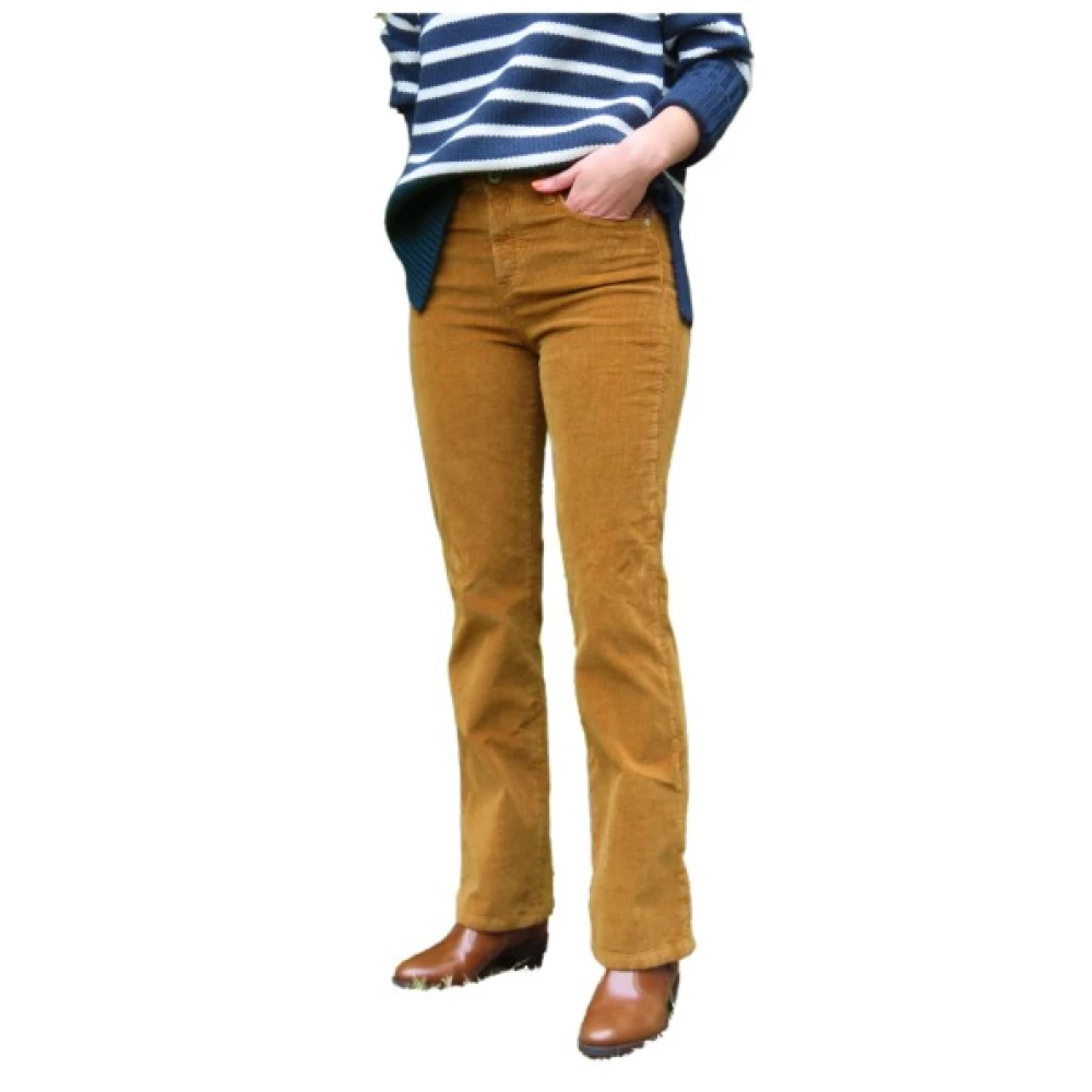 Denim Studio Flare Corduroy Broek Jeff Model Yellow Dames