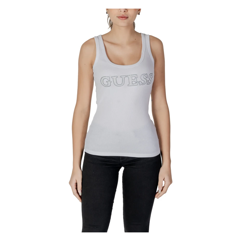 Guess Gedrukte Mouwloze Top White Dames