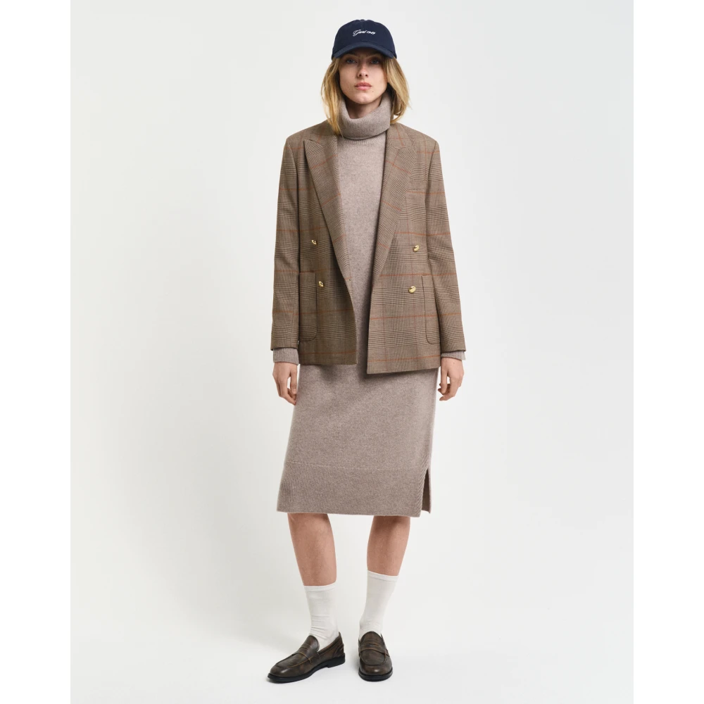 Gant Herringbone Rollneck Jurk Gray Dames