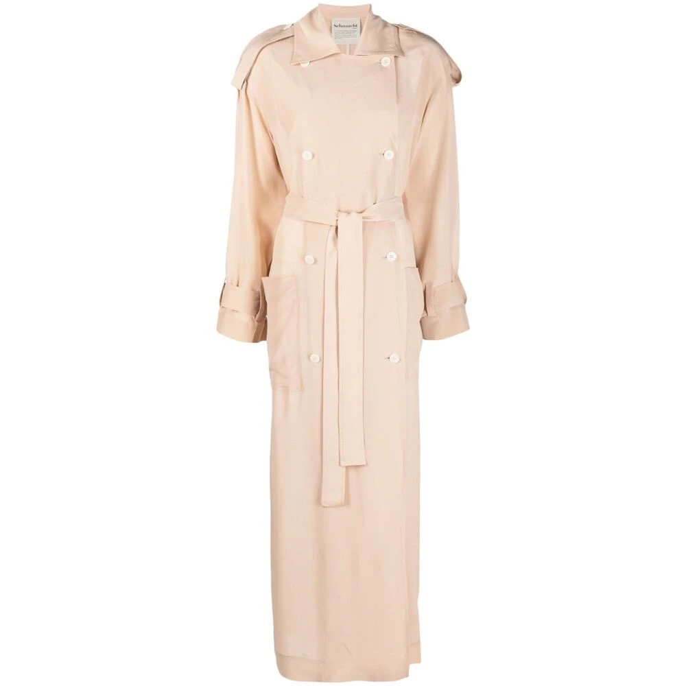 Sehnsucht Sidens Trenchcoat med bälte Beige, Dam