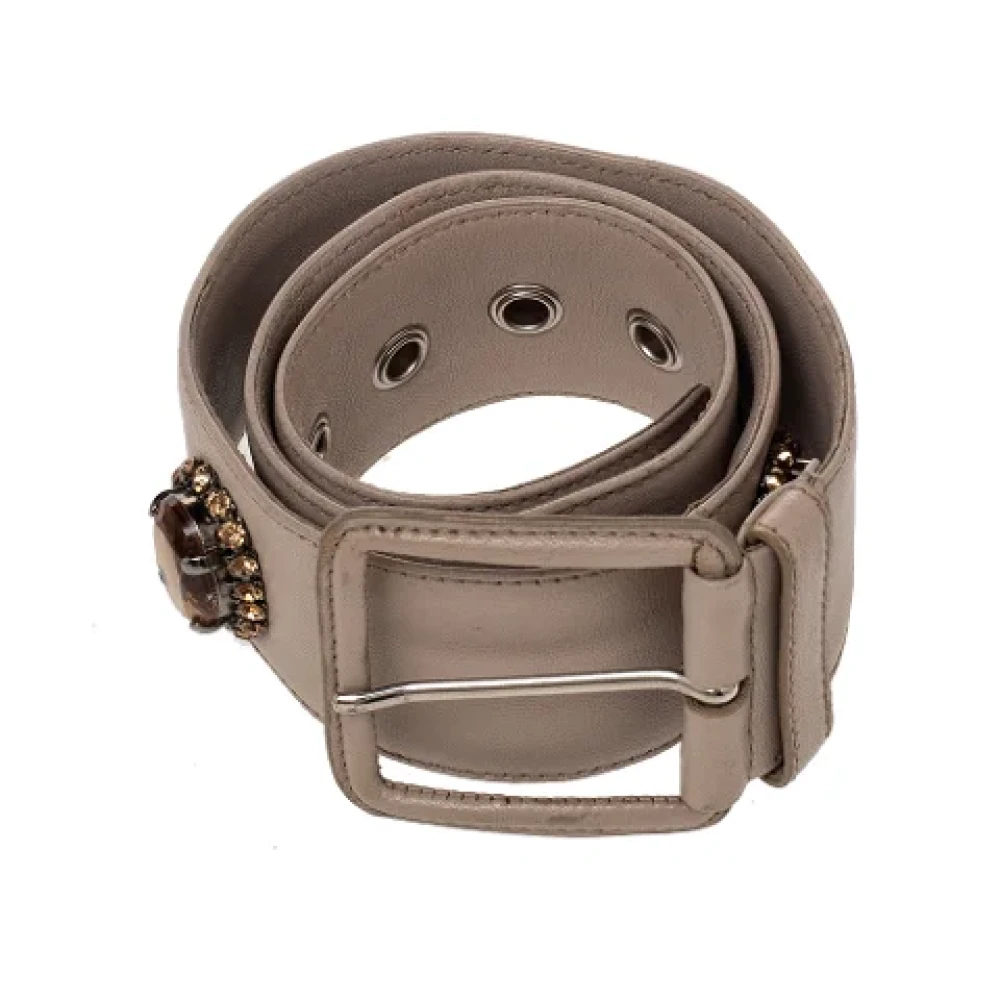 Miu Pre-owned Leather belts Beige Unisex