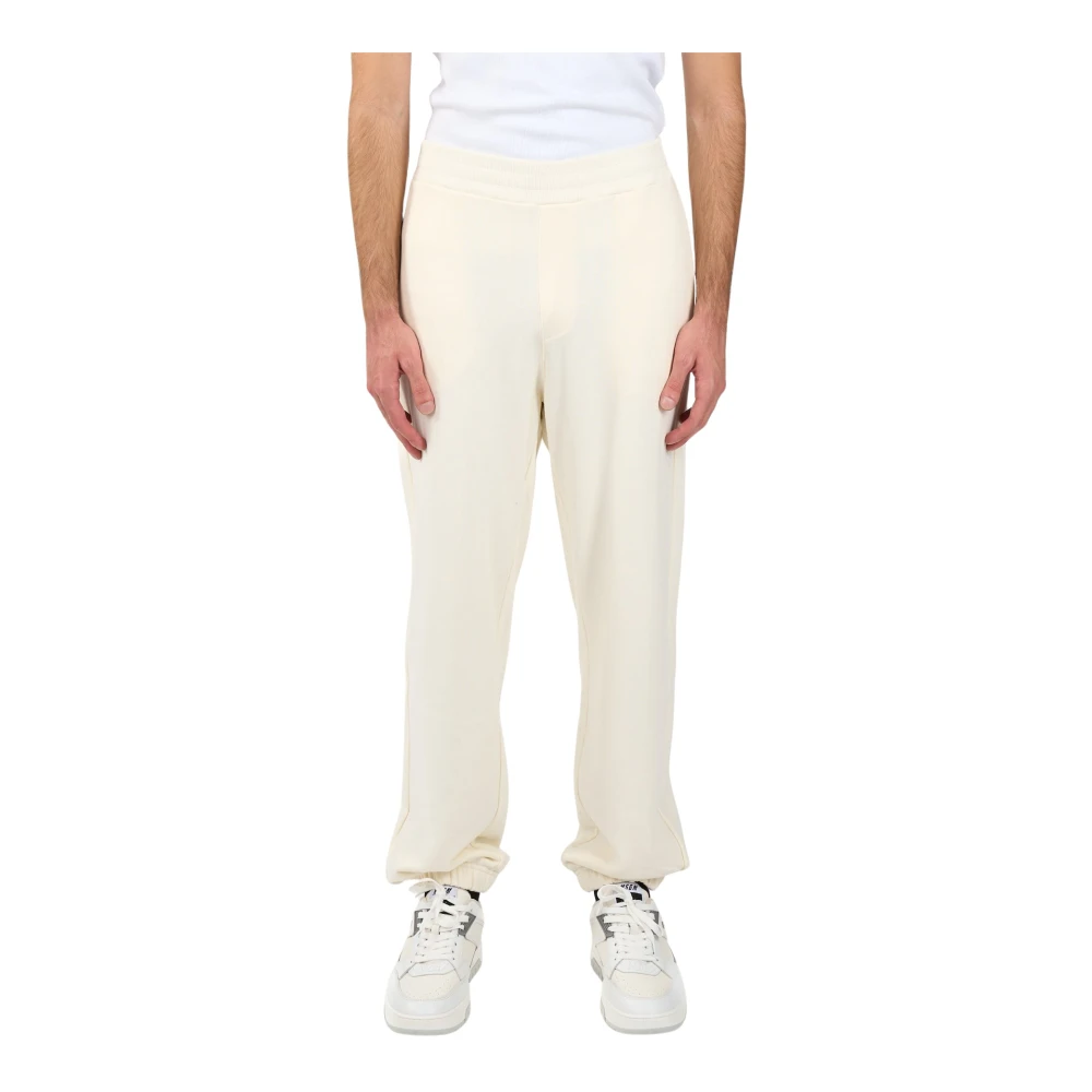 Msgm Logo Sweatpants Wide Leg Regular Fit White, Herr