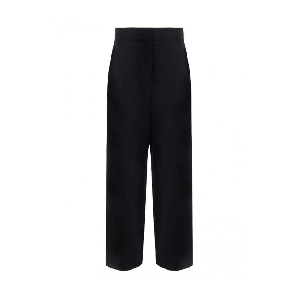 Salvatore Ferragamo Zijden en Linnen Wijde Pijp Broek Black Dames