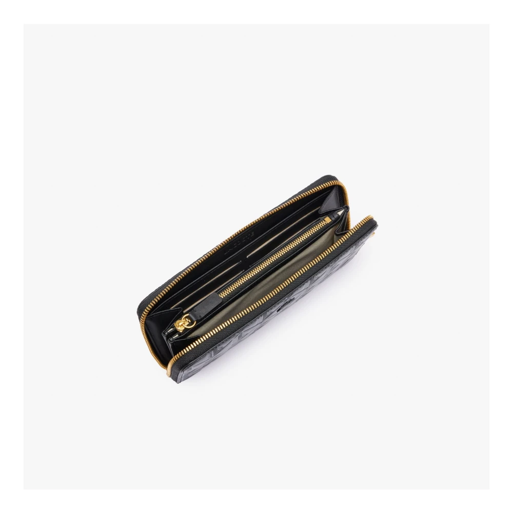 Lacoste Stijlvolle Maheki Leren Portemonnee Zwart Black Dames