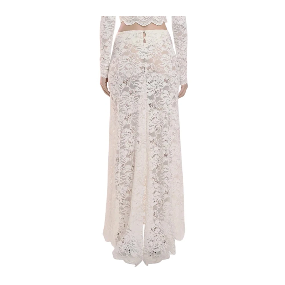 Paco Rabanne Elegante Kant Midi Rok White Dames