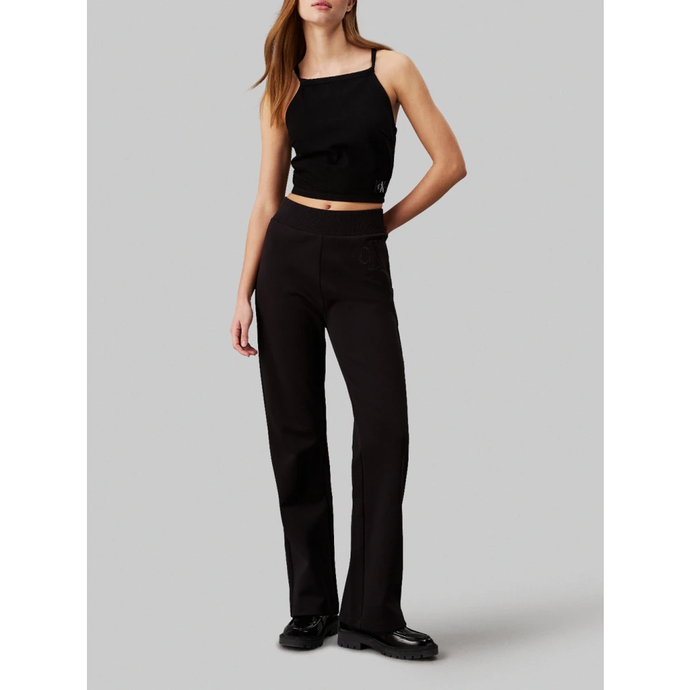 Calvin Klein Jeans Zwarte joggers met satijnen applicatie Black Dames