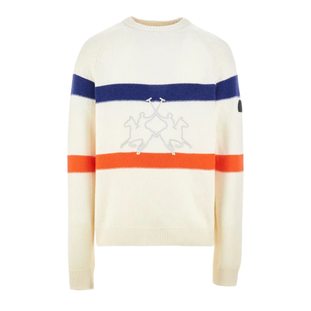 LA MARTINA Heren Crewneck Logo Trui Wit White Heren