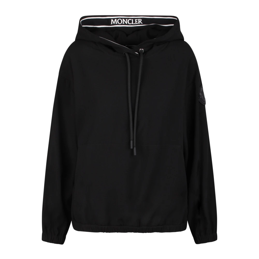 Moncler Logo-appliquè satijnen hoodie met stretch design Black Dames