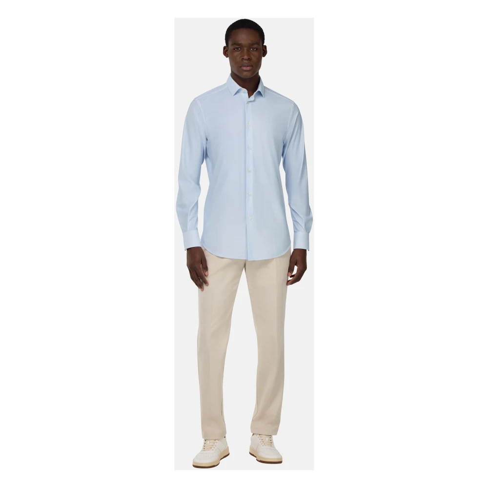 Boggi Milano Slim Fit Stretch Nylon Shirt Blue Heren