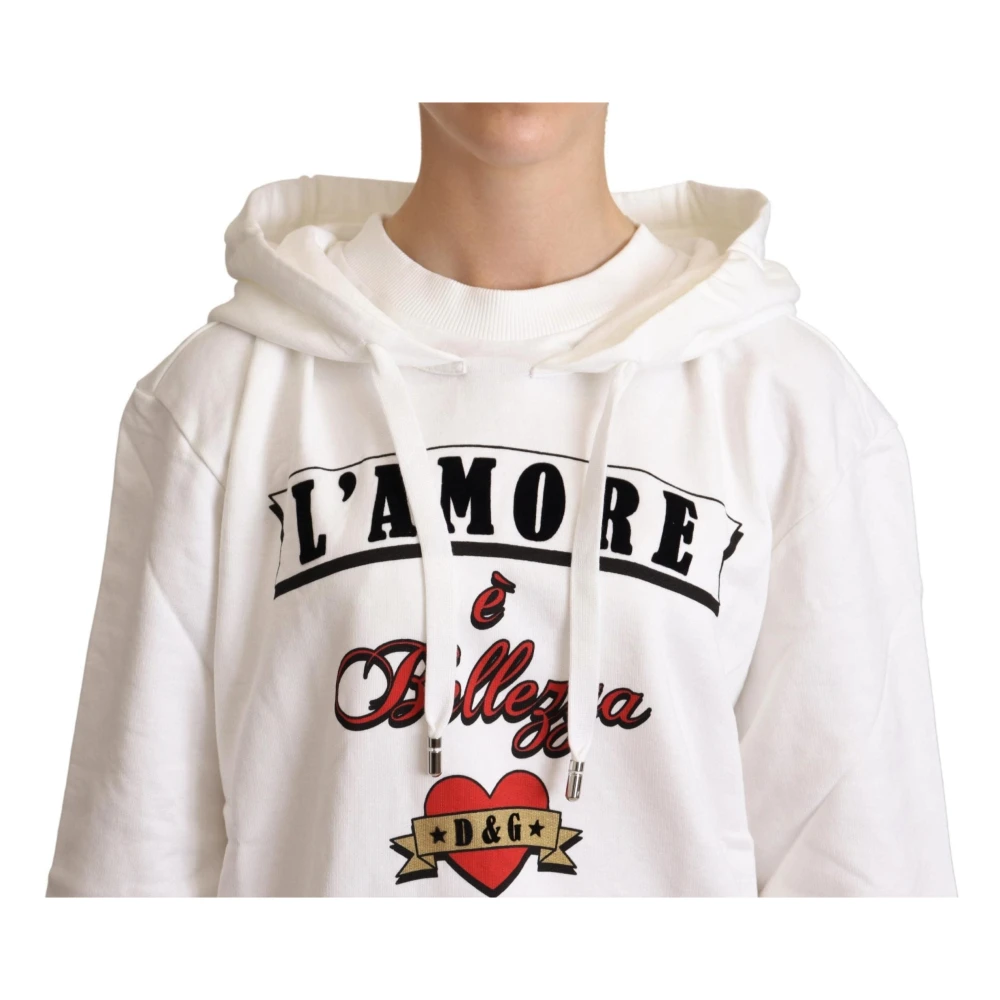 Dolce & Gabbana L`Amore Hoodie Trui White Dames