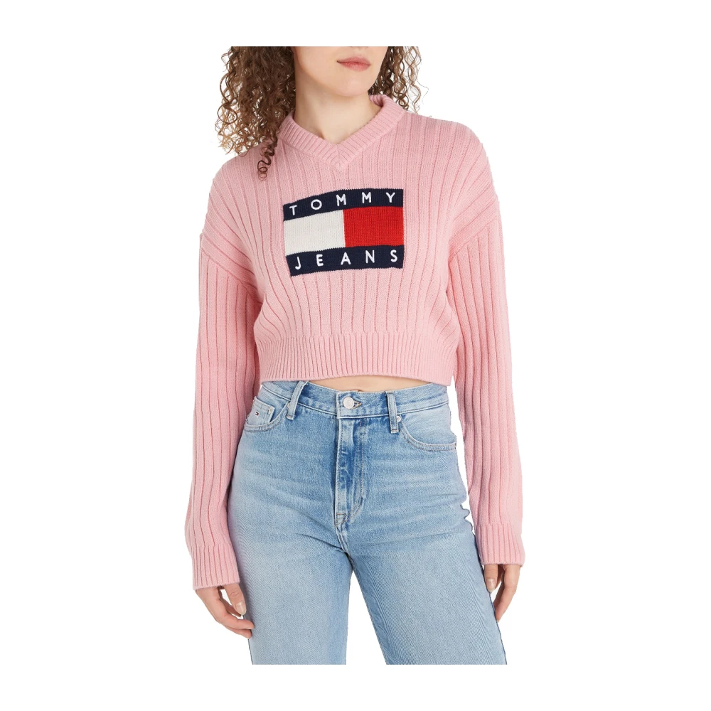 Tommy Jeans Roze vlaglogo trui Pink Dames