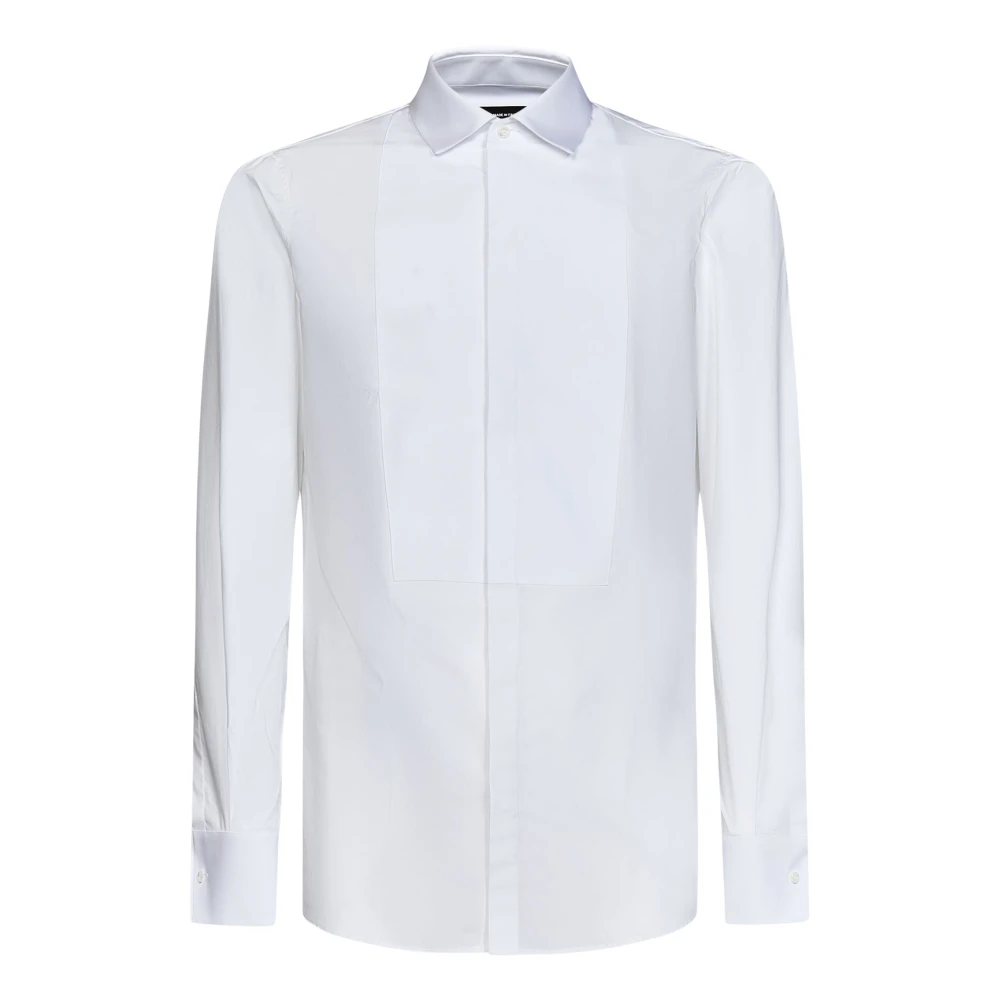 Dsquared2 Men's White Formal Shirts,, Shirt With Plastron Closure Extra Large