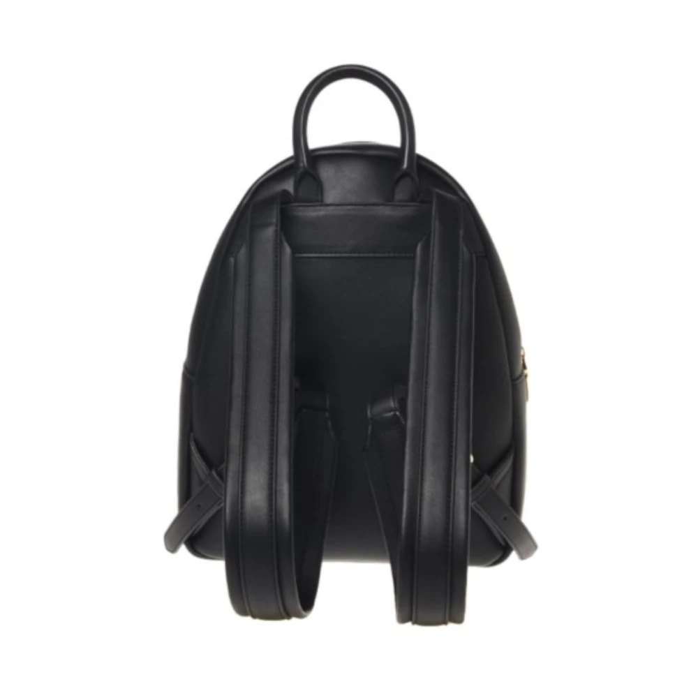 Love Moschino Elegante Zwarte Rugzak met Gouden Hart Black Dames
