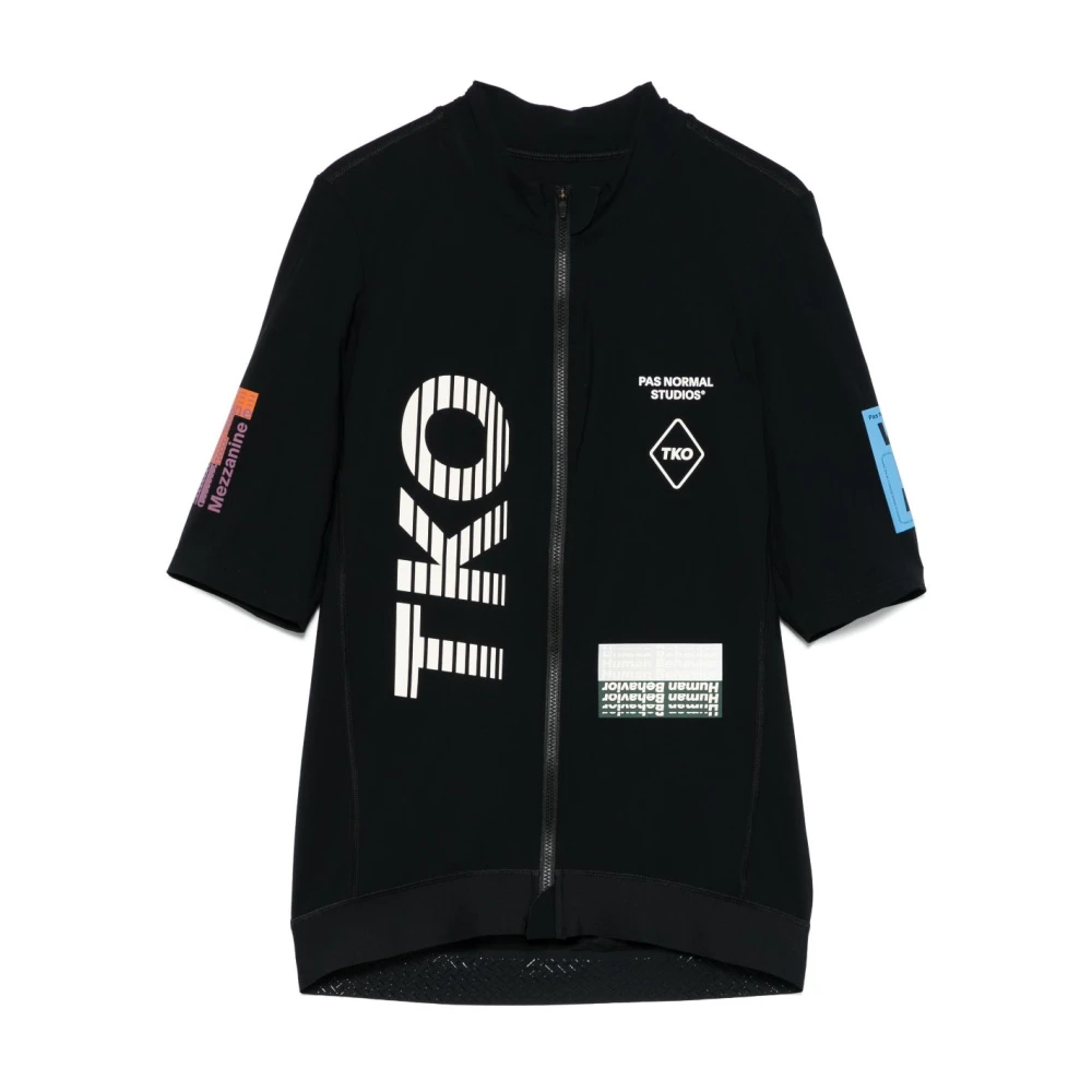 Pas Normal Studios Zwarte Zip Polo Logo Print T-shirt Black Heren