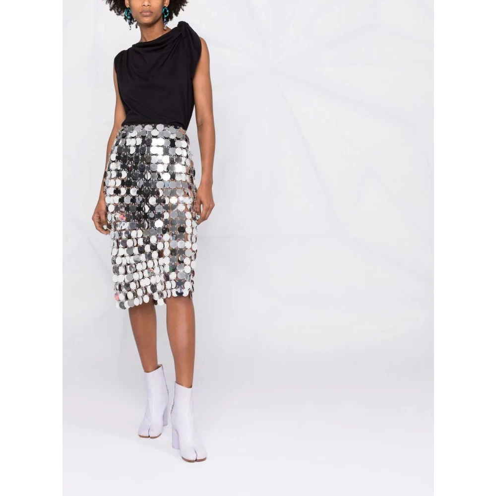 Paco Rabanne Zilveren Mid-Length Jupe Rok Gray Dames