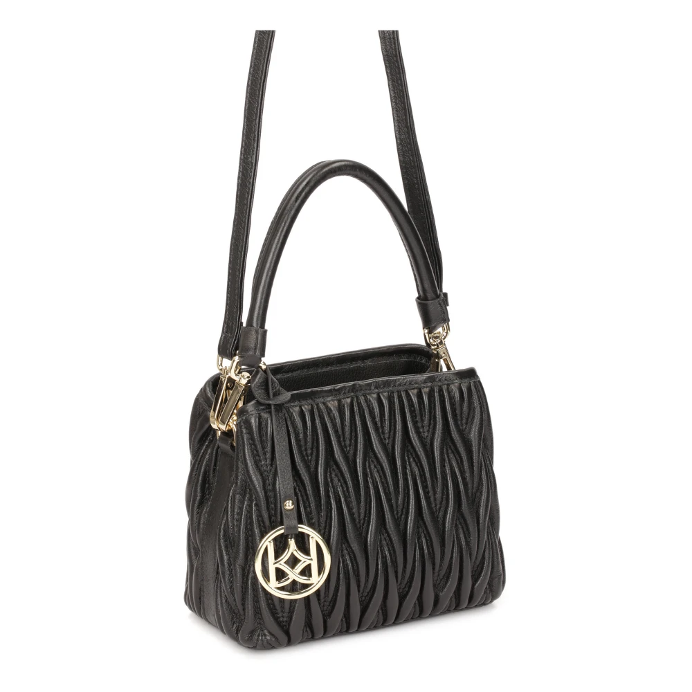 Kazar Leren handtas met fijn quilten Black Dames